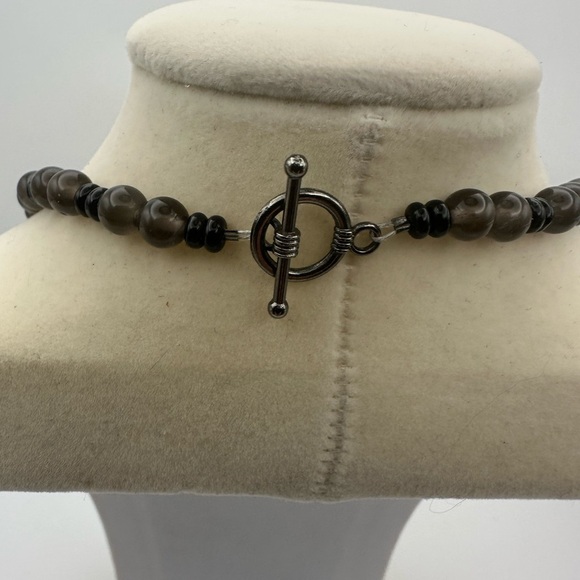 Green Hematite and Smoky Quartz Beaded Necklace - Picture 4 of 6